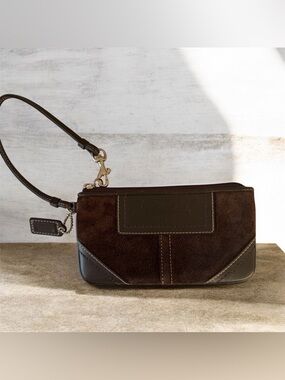 Vintage Coach Brown Suede Wristlet